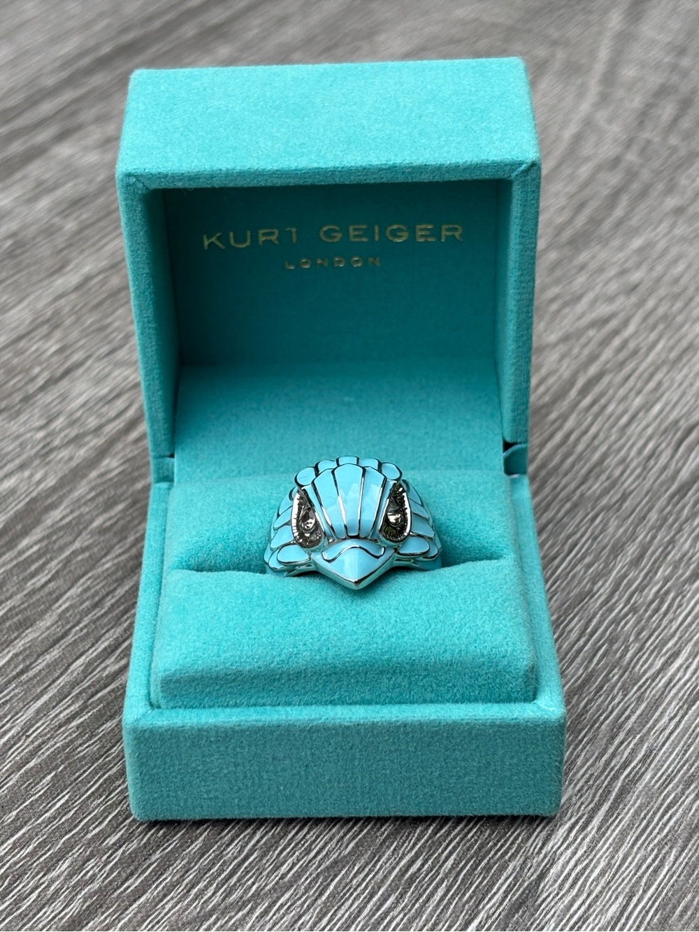 Kurt Geiger London Enamel Eagle Head Cocktail Ring